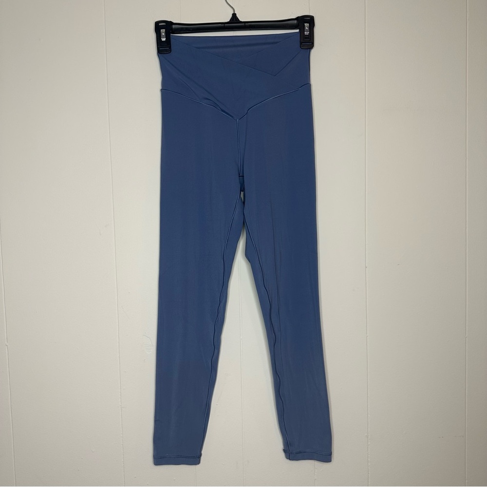 Aerie Offline Real Me Hi-Rise 7/8 Blue Leggings Criss Cross Waist Size Medium